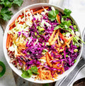 Kale, Red Cabbage, Seasame Seeds and Tahini Dressing Salad